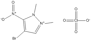 Molecular Structure of 89717-66-8 (1H-Pyrazolium, 4-bromo-1,2-dimethyl-3-nitro-, perchlorate)
